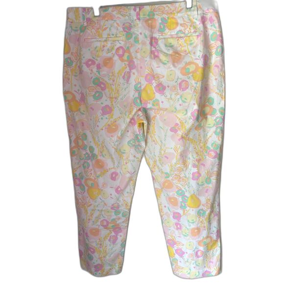 Talbot's Perfect Crop Cotton Spandex Pastel Floral Spring Crop Pants Ladies 14 - Picture 2 of 9